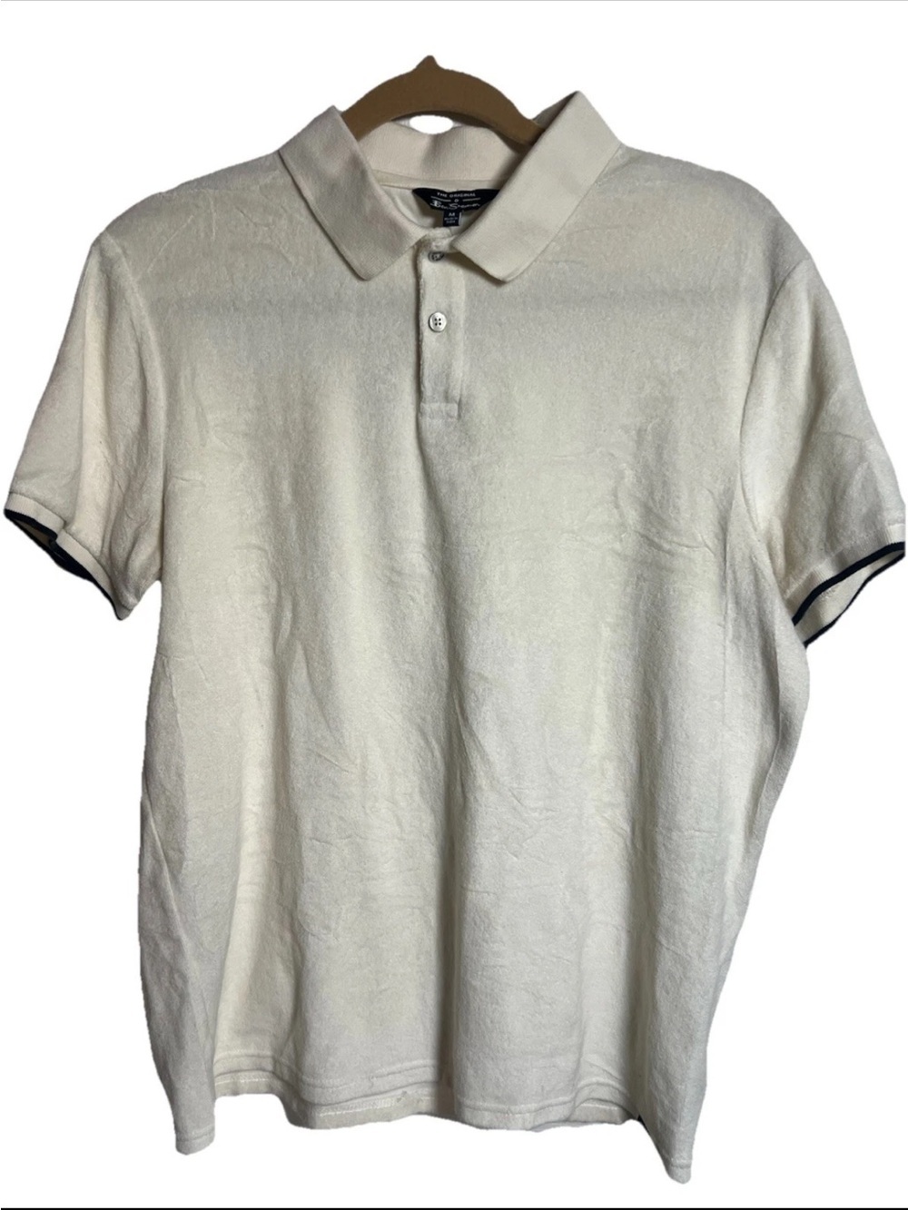 Ben Sherman Terry Cloth Ivory Tennis/pickleball Shirt M Vintage Style Preppy